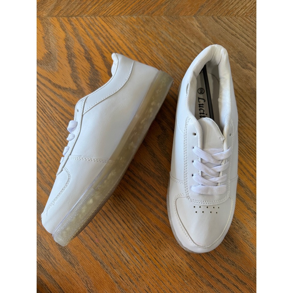 Lucita White PU LED Light‎ Up Sneakers LIGHT-001 Womens Size 9 USB NOT TESTED